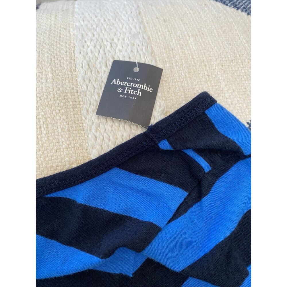 NEW Abercrombie & Fitch L Women’s Y2K Blue Striped Scoop Pocket T-shirt 90s - Picture 6 of 12